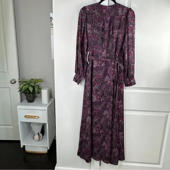 New ModCloth Brilliant Botanica Maxi Dress size Small NWT Purple Long Wrap Style - Picture 2 of 9